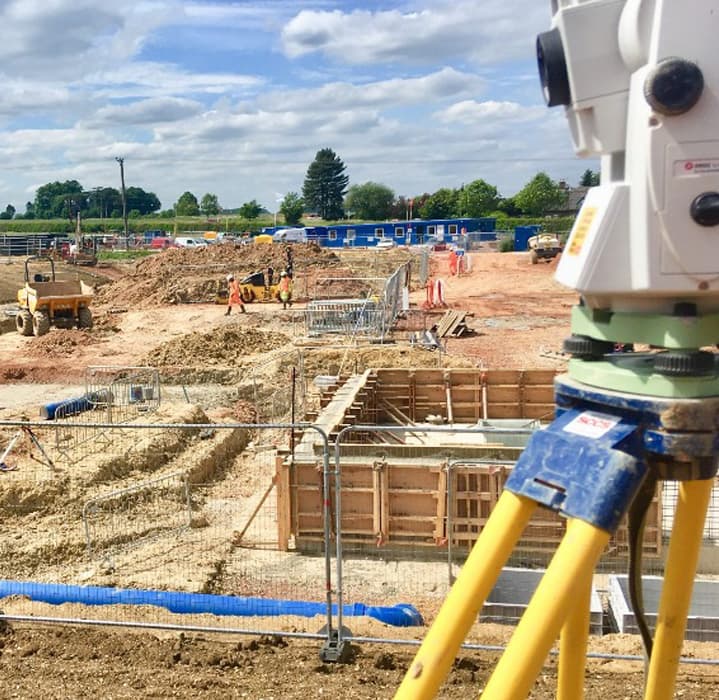 close up of topographical survey on sunny building site